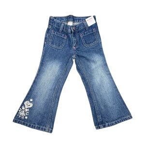 NWT Gymboree Blue Flare Jeans with White Floral Embroidery Girls Toddler 3
